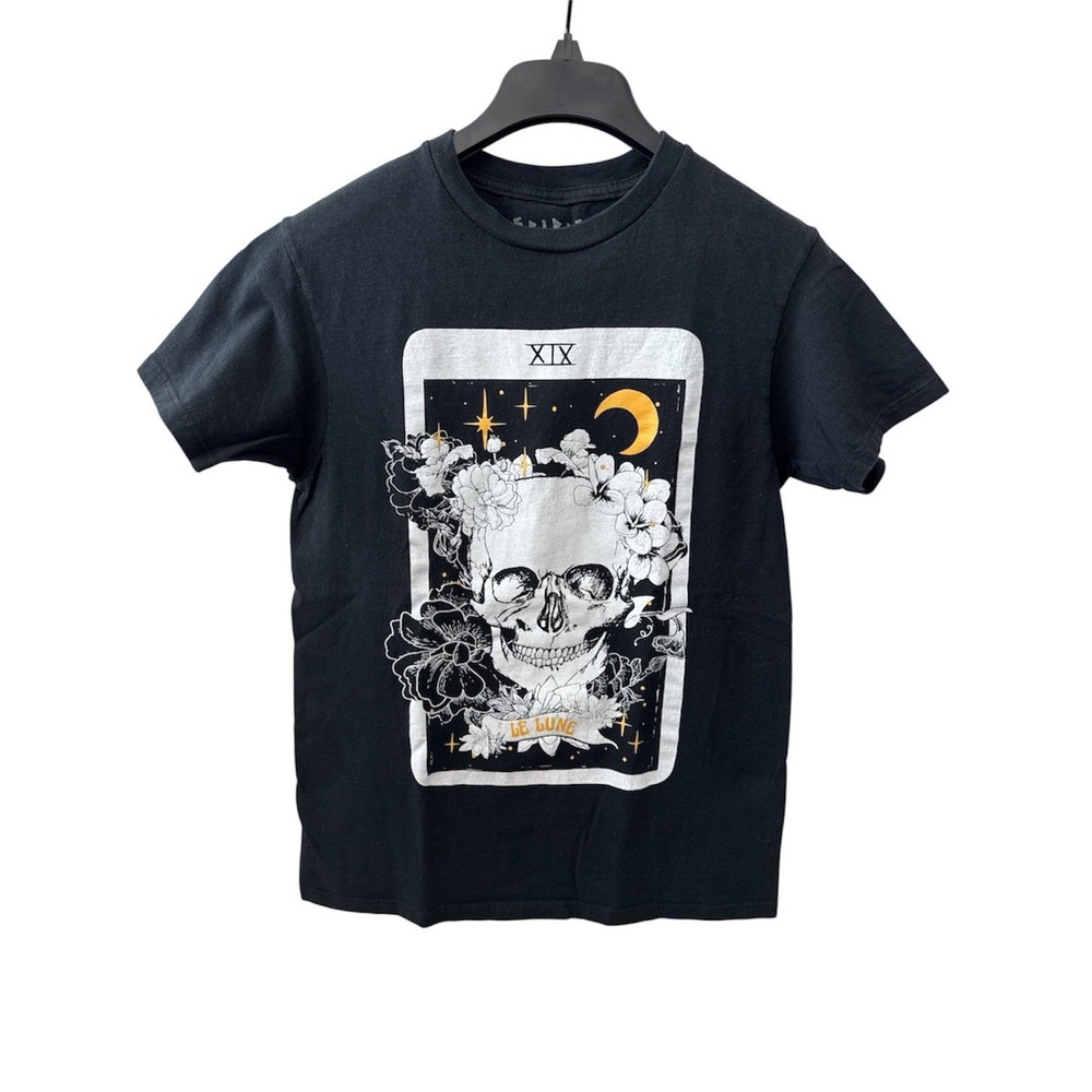 Le Lune Tarot Card Boyfriend Fit Girls T-Shirt Size S Black